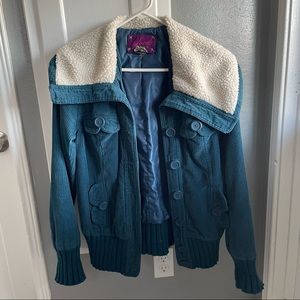Jack by BB Dakota Blue Corduroy Jacket with Sherpa Hood